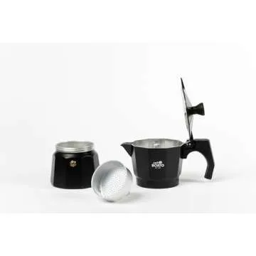 Cafe Boato Moka Pot 6 cup espresso, Black, Coffee Maker Stovetop, italian espresso