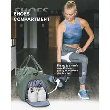 Gym Bag Womens Mens with Shoes Compartment and Wet Pocket Travel Duffel Bag for Women for Plane Sport Gym Tote Bags Swimming Yoga Waterproof Weekend Overnight Bag Carry on Bag Hospital Holdalls