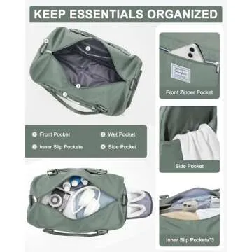 Gym Bag Womens Mens with Shoes Compartment and Wet Pocket Travel Duffel Bag for Women for Plane Sport Gym Tote Bags Swimming Yoga Waterproof Weekend Overnight Bag Carry on Bag Hospital Holdalls