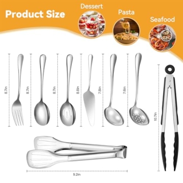 15-Piece Silver Stainless Steel Serving Utensils Set