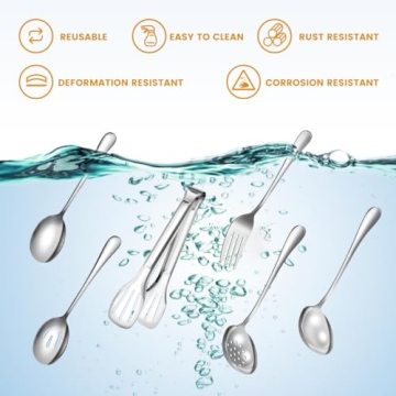 15-Piece Silver Stainless Steel Serving Utensils Set