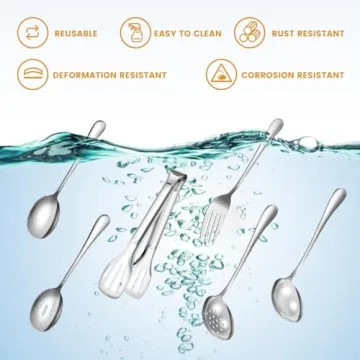 15-Piece Silver Stainless Steel Serving Utensils Set
