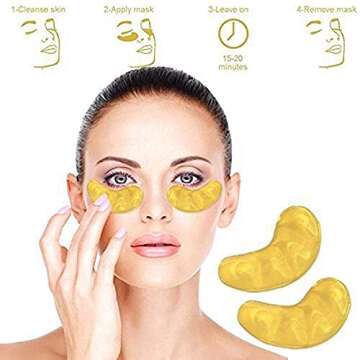 AICHUN BEAUTY 10/20/30/40/100 Pairs Crystal 24K Gold Powder Gel Collagen Eye Mask Sheet Patch, Anti Ageing, Remove Bags, Dark Circles & Puffiness, Skincare, Anti Wrinkle, Moisturising (20)