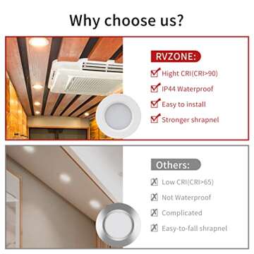 RVZONE 6 Pack RV Boat Recessed Ceiling Light 12 Volt LED Lights Super Slim LED Panel Light with Hole...