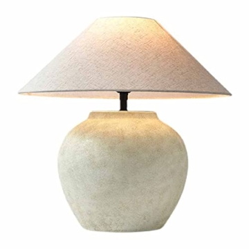 HUIBAOGONG Rustic Southwestern Jug Table Lamp - 20'' Tall Ceramic with Tapered Fabric Shade