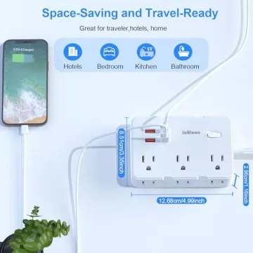 Flat Plug Surge Protector, 5ft Ultra Thin Power Strip