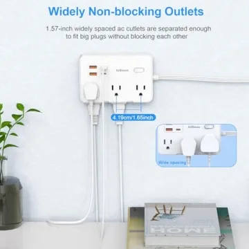 Flat Plug Surge Protector, 5ft Ultra Thin Power Strip