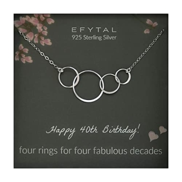 EFYTAL Sterling Silver Four Circle Necklace - Perfect 40th Birthday Gift for Her