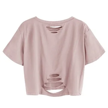 SweatyRocks Women's Comfortable Summer Crop Tee for Casual Wear