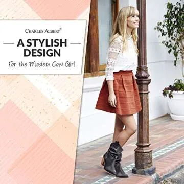 Charles Albert Modern Western Cowboy Boots for Women Ladies Stacked Heel Ankle Cowgirl Boots with Pull-Up Tabs in Black Size 11