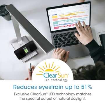 OttLite Entice LED Desk Lamp with Wireless Charger & USB, Book Light, Desk Light, Reading Light, Foldable Arm & Shade, Touch Controls, 3 Color Temperatures, ClearSun LED, Great Lamps for Home Office