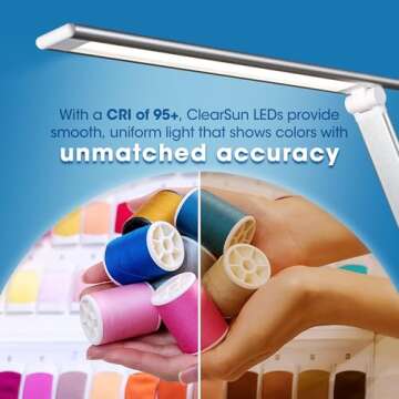 OttLite Entice LED Desk Lamp with Wireless Charger & USB, Book Light, Desk Light, Reading Light, Foldable Arm & Shade, Touch Controls, 3 Color Temperatures, ClearSun LED, Great Lamps for Home Office