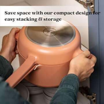 Alva Neat 5-Piece Nonstick Cookware Set in Peach Ceramic