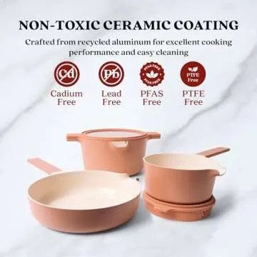 Alva Neat 5-Piece Nonstick Cookware Set in Peach Ceramic