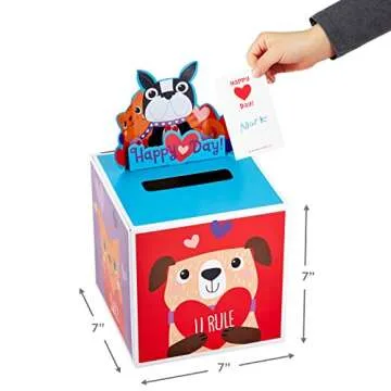Hallmark Cats and Dogs Valentines Day Cards and Mailbox for Kids School Classroom Exchange (1 Box, 32 Valentine Cards, 1 Teacher Card)