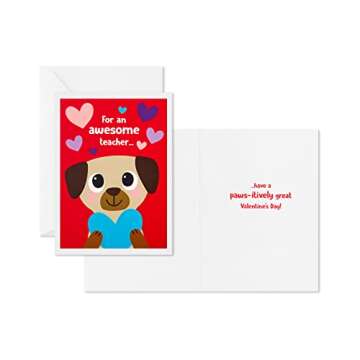 Hallmark Cats and Dogs Valentines Day Cards and Mailbox for Kids School Classroom Exchange (1 Box, 32 Valentine Cards, 1 Teacher Card)