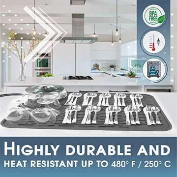 HOTPOP 18x16 Silicone Dish Drying Mat - Versatile Kitchen Essential