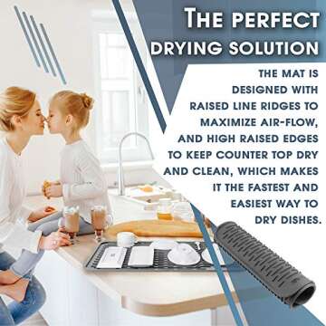 HOTPOP 18x16 Silicone Dish Drying Mat - Versatile Kitchen Essential