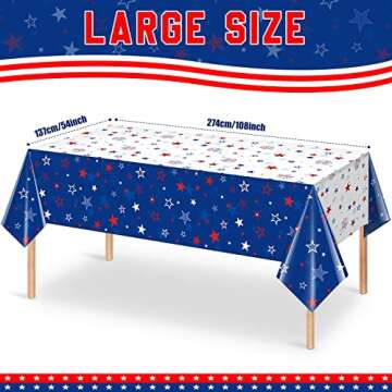 3 Pack Patriotic Tablecloth Decorations for 4th of July Independence Day, Plastic Memorial Day Table...