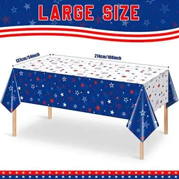 3 Pack Patriotic Tablecloth Decorations for 4th of July Independence Day, Plastic Memorial Day Table...