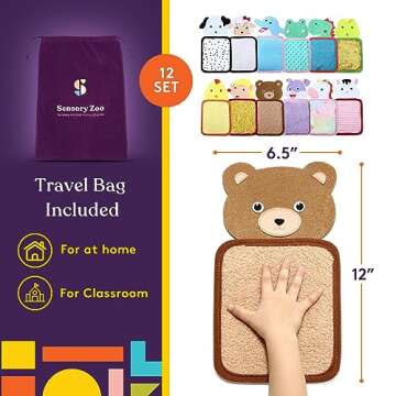 Special Supplies Sensory Mats for Early Learning Development, Tactile Textured Pads with Cute, Colorful Animals, Hand-On Play for Touch Sensitive Kids