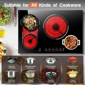 Traenvir 30 Inch Electric Cooktop with BBQ & Timer