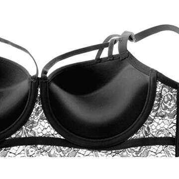 Mscoreray Push up Bras Sexy Bra and Panty sets for Women,36C,Black