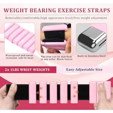 YREASEL Wrist Ankle Weights，Adjustable Workout Weights (2 per set 1 lb each) for Women and Men，Yoga, Pilates, Movement，Walking, Hiking, Aerobics (Pink)