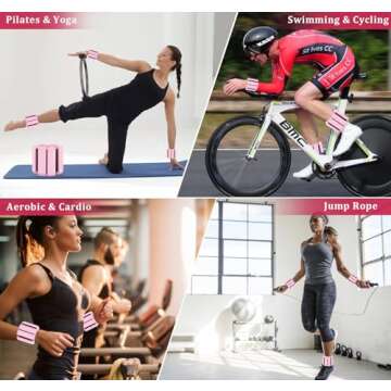 YREASEL Wrist Ankle Weights，Adjustable Workout Weights (2 per set 1 lb each) for Women and Men，Yoga, Pilates, Movement，Walking, Hiking, Aerobics (Pink)