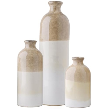 TERESA'S COLLECTIONS Navy Beige Vases for Home Decor, Ceramic Modern Decorative Pottery Vases for Sh...