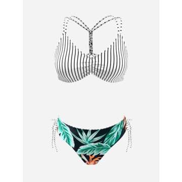 CUPSHE Women's Reversible Bikini Set with Braided Straps