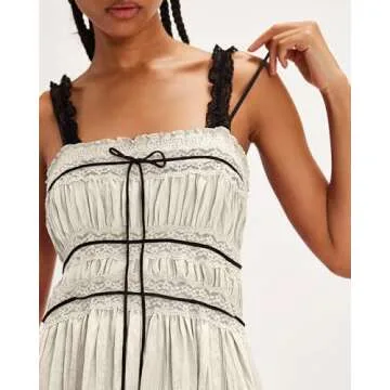 Gacaky Women's Summer Dress Boho Sexy Sleeveless High Waist Side Split A Line Beach Long Maxi Dress Beige Medium