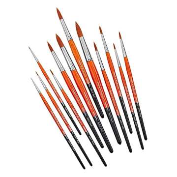 KINGART 1080D Premium Radiant Series Golden Synthetic Brushes, Set of 12, for Acrylic, Oil and Water...