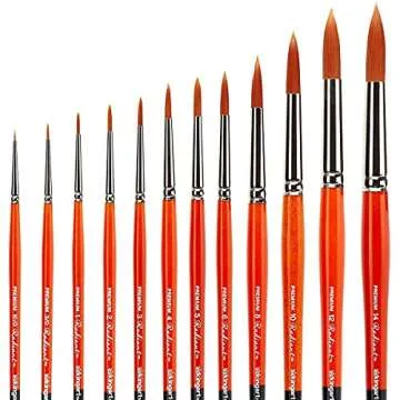 KINGART 1080D Premium Radiant Series Golden Synthetic Brushes, Set of 12, for Acrylic, Oil and Watercolor, Gift Box