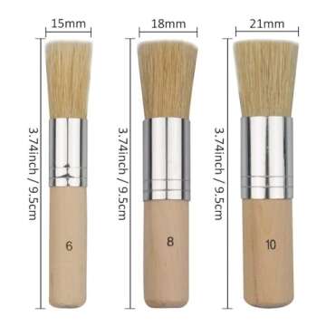 COCODE Wooden Stencil Brush (Set of 3), Natural Bristle Brushes Perfect for Acrylic Painting, Oil Pa...