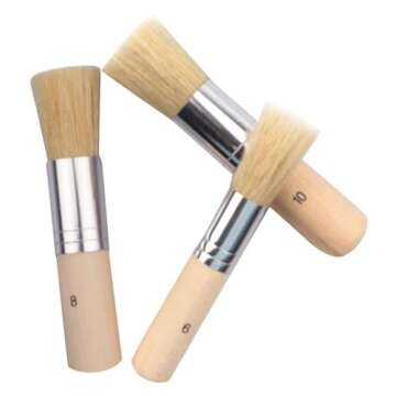 COCODE Wooden Stencil Brush (Set of 3), Natural Bristle Brushes Perfect for Acrylic Painting, Oil Painting, Watercolor Painting, Stencil Project, Card Making and DIY Art Crafts