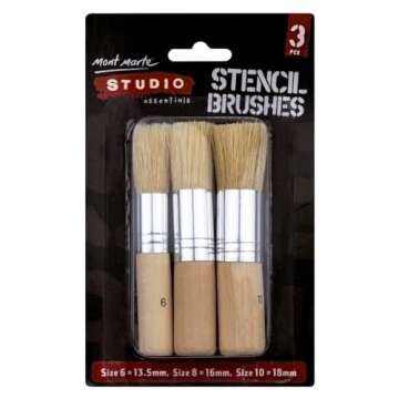 COCODE Wooden Stencil Brush (Set of 3), Natural Bristle Brushes Perfect for Acrylic Painting, Oil Painting, Watercolor Painting, Stencil Project, Card Making and DIY Art Crafts