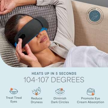 LifePro Portable Eye Massager with Heat & Vibration - FSA/HSA Eligible Rechargeable Heated Migraine ...