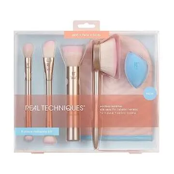 Real Techniques Endless Summer Makeup Brush Kit, Face Brushes, For Foundation, Powder, Highlight, Co...