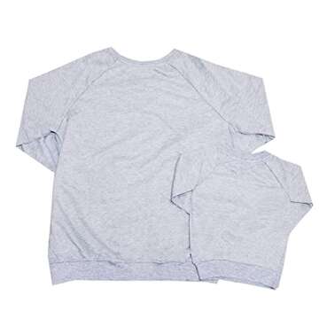Y&TBABY Mommy and Me Love Print Long Sleeve Pullover Tee Tops Family Matching Casual Sweatshirt T-Shirt Clothes Outfits(Grey,Daughter/6-12 Months)