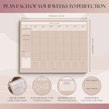 Weekly Hourly Planner Notepad for Productivity