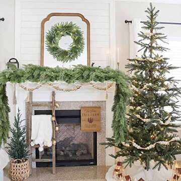 DearHouse Pine Christmas Garland,6Ft WinterArtificial Greenery Garland for Holiday Season Mantel Fireplace Table Runner Centerpiece Decor