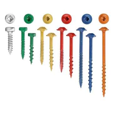 ARMOR TOOL Pocket Hole Screws - 1-1/2" Fine Thread Joinery Screws 100 Pack with Red Color Coat & Square Drive - AW-F-150-100