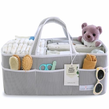 Lily Miles Baby Diaper Caddy - Organizer Tote Bag for Infant Boy or Girl - Baby Shower Basket - Nurs...