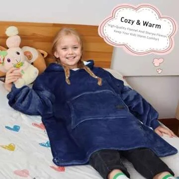 Solaris Wearable Blanket Hoodie for Kids - Warm Soft Gift, Oversized Cozy Sherpa Fleece Sweatshirt P...
