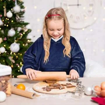 Solaris Wearable Blanket Hoodie for Kids - Warm Soft Gift, Oversized Cozy Sherpa Fleece Sweatshirt Pullover for Teens, Girls, Boys, Large Pocket, Dark Blue