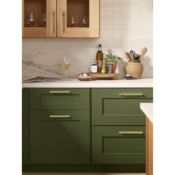 Elegant Brushed Brass Cabinet Pulls - 10 Pack Kitchen Handles