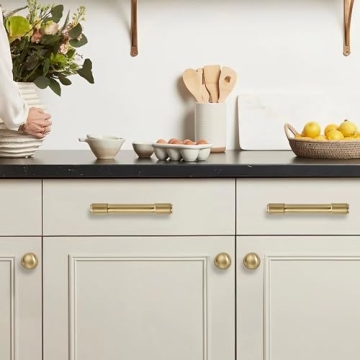 Elegant Brushed Brass Cabinet Pulls - 10 Pack Kitchen Handles