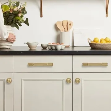 Elegant Brushed Brass Cabinet Pulls - 10 Pack Kitchen Handles