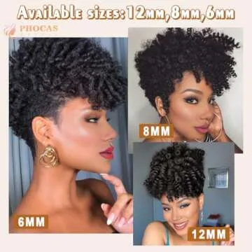 PHOCAS Short Curly Crochet Hair - Natural Look, Easy Install, 5 Packs